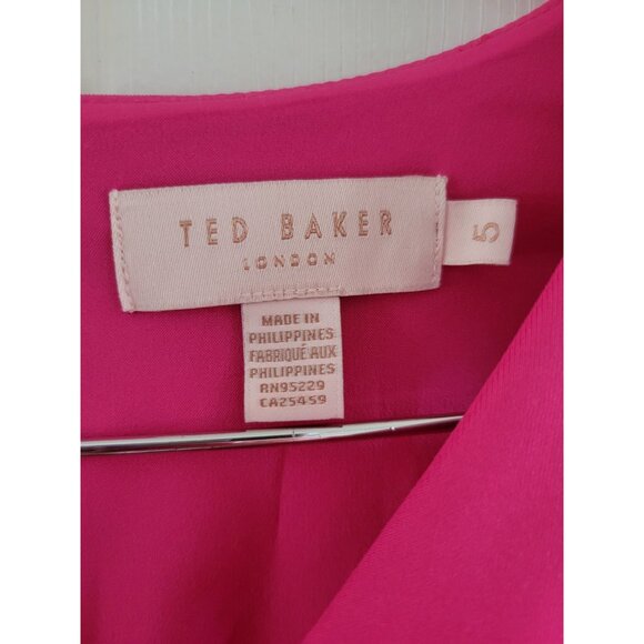 Ted Baker Hot Pink Cocktail Skater Mini Dress Size XL Lace Scuba Party Event - Picture 2 of 9